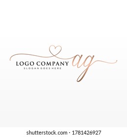 Monograma inicial de belleza AG y diseño elegante de logotipo, logotipo de escritura a mano de firma inicial, boda, moda, floral y botánica con plantilla creativa.	
