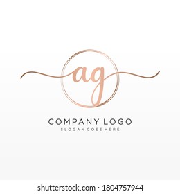 Monograma inicial de belleza AG y diseño elegante de logotipo, logotipo de escritura a mano de firma inicial, boda, moda, floral y botánica con plantilla creativa.