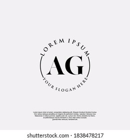 Monograma inicial de belleza AG y diseño elegante de logotipo, logotipo de escritura a mano de firma inicial, boda, moda, floral y botánica con plantilla creativa.