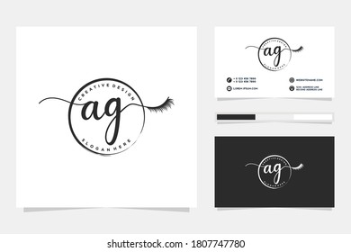 Colecciones iniciales del logotipo femenino y plantilla de tarjetas de visita Premium Vector
