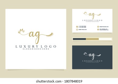 Initial AG Feminine logo collections and business card templat Premium Vector