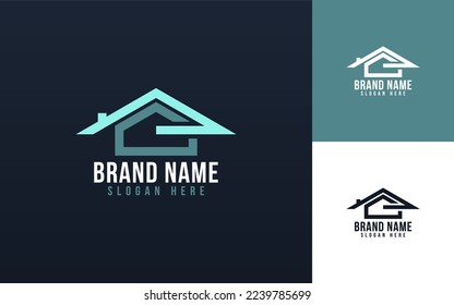 Plantilla inicial del logotipo AG o GA house , texto y color fácil de editar