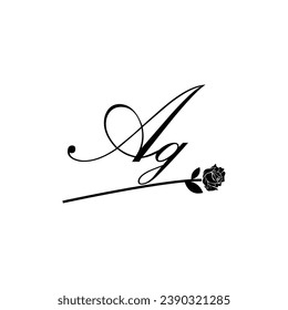 Initial AG handwriting flower typography ornament modern