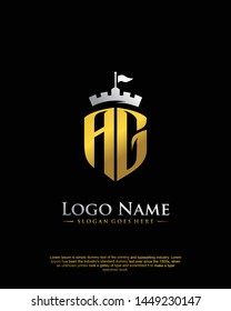 initial AG letter with shield style logo template vector