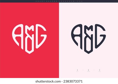 initial AG letters with red heart and love logo flat icon monogram concept