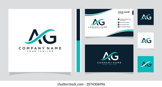 Initial AG logo design with business card design. Vector illustration