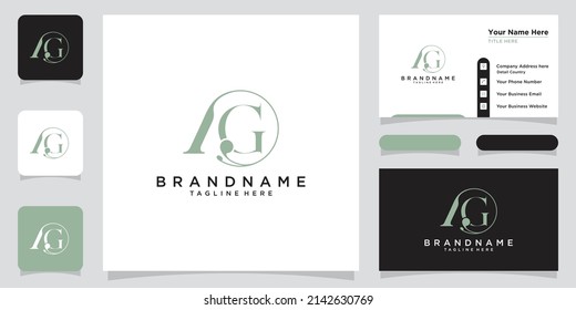 Initial AG Logo Design With Business Card Design