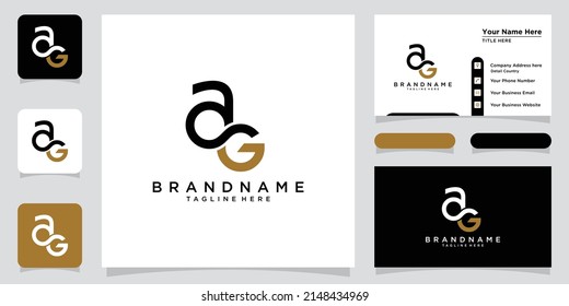Initial AG logo design with business card design