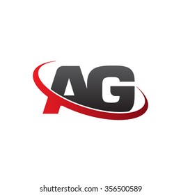 initial AG swoosh ring company logo red black