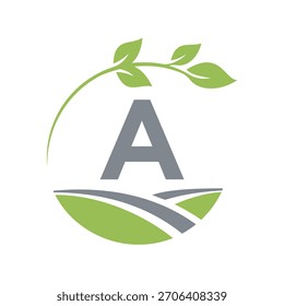 Initial Agriculture Logo combine with letter A vector template