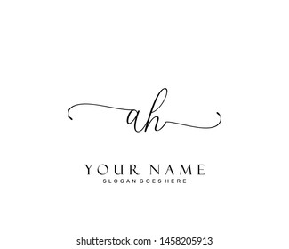 Initial AH beauty monogram and elegant logo design, handwriting logo of initial signature, wedding, fashion, floral and botanical with creative template.