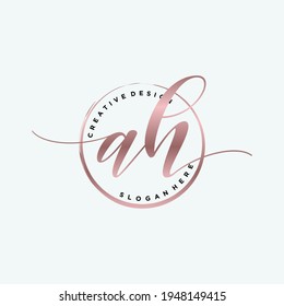 Monograma de belleza AH inicial y diseño elegante de logotipo, logotipo de escritura a mano de firma inicial, boda, moda, floral y botánica con plantilla creativa.