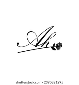 Ornamento de tipografía de flores de escritura AH inicial moderno