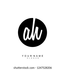 Initial AH handwriting logo vector