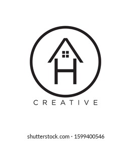 initial ah home logo design vector