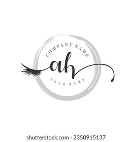 Initial AH monogram eye and eyelash handwriting