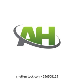 initial AH swoosh ring company logo green gray