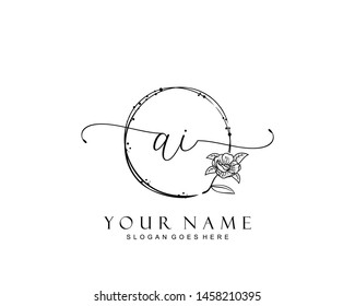 Initial AI beauty monogram and elegant logo design, handwriting logo of initial signature, wedding, fashion, floral and botanical with creative template.