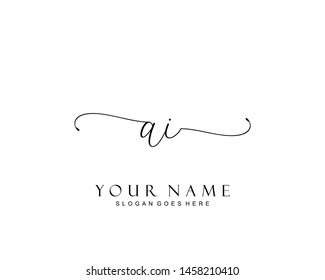 Initial AI beauty monogram and elegant logo design, handwriting logo of initial signature, wedding, fashion, floral and botanical with creative template.