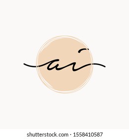 Initial AI or A I beauty monogram and elegant logo design, handwriting logo of initial signature, wedding, fashion and botanical with creative template. brush concept - vector
