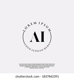 Monograma inicial de belleza AI y diseño elegante de logotipo, logotipo de escritura a mano de firma inicial, boda, moda, floral y botánica con plantilla creativa.