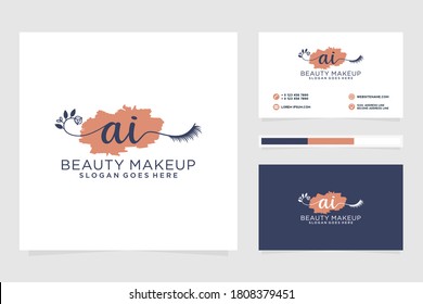 Colecciones iniciales del logotipo femenino de IA y plantilla de tarjetas de visita Premium Vector