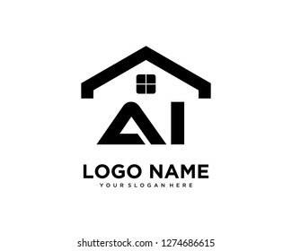 Initial AI home logo vector.