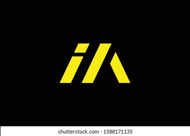Initial AI IA modern monogram and elegant logo design, Professional Letters Vector Icon Logo on black background.