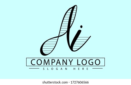 Initial AI letter elegant simple logo icon design.