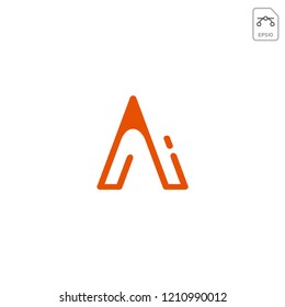 initial Ai outline logo template vector illustration