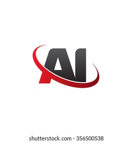 initial AI swoosh ring company logo red black