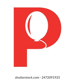 Initial Air Balloon Logo combine with letter P vector template