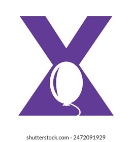 Initial Air Balloon Logo combine with letter X vector template