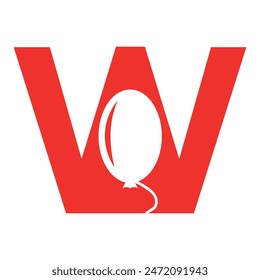Initial Air Balloon Logo combine with letter W vector template