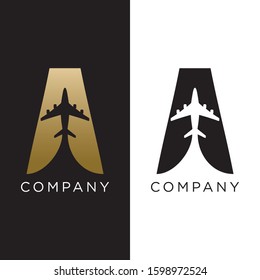 initial a airplane design vector icon