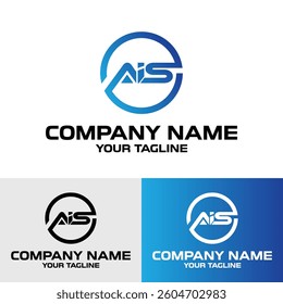 Initial AIS letter, modern typography, rounded circle logo design template