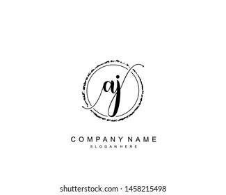 Initial AJ beauty monogram and elegant logo design, handwriting logo of initial signature, wedding, fashion, floral and botanical with creative template.