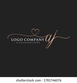 Initial AJ beauty monogram and elegant logo design, handwriting logo of initial signature, wedding, fashion, floral and botanical with creative template.	
