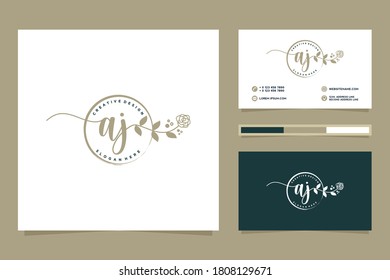 Erstmalige AJ-Logo-Kollektionen und Visitenkartenvorlagen Premium Vektor
