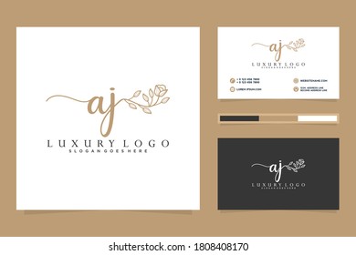 Initial AJ Feminine logo collections and business card templat Premium Vector