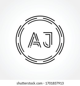 Initial AJ Letter Logo With Creative Typography Vector Template. Abstract Technology Circle Letter AJ Logo Design