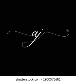 Logo inicial de AJ escritura a mano ilustración comercial moda simple