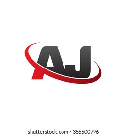 initial AJ swoosh ring company logo red black