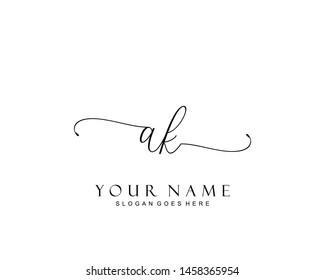 Initial AK beauty monogram and elegant logo design, handwriting logo of initial signature, wedding, fashion, floral and botanical with creative template.