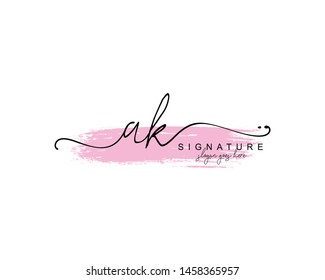 Initial AK beauty monogram and elegant logo design, handwriting logo of initial signature, wedding, fashion, floral and botanical with creative template.