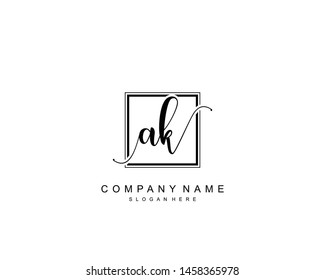 Initial AK beauty monogram and elegant logo design, handwriting logo of initial signature, wedding, fashion, floral and botanical with creative template.