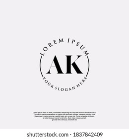 Initial AK Beauty Monogram und elegantes Logo Design, Handschrift Logo der ersten Signatur, Hochzeit, Mode, Blumen und botanisch mit kreativen Vorlage.