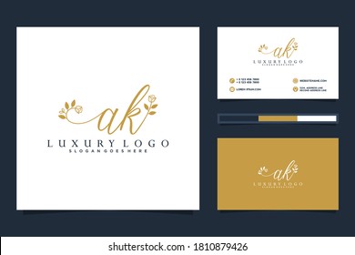 Erstmalige AK-Logo-Kollektionen und Visitenkartenmuster Premium-Vektorgrafik
