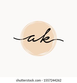 Initial AK or A K beauty monogram and elegant logo design, handwriting logo of initial signature, wedding, fashion and botanical with creative template. brush concept - vector
