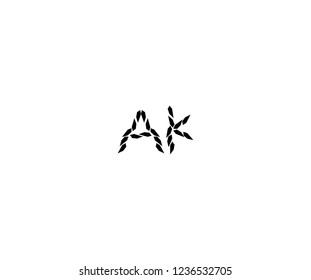 Initial AK Letter Abstract Shape Geometric Monogram Crystal Logotype